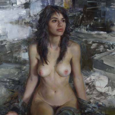 ''Pretty Girl Painting Where I Don't Know What to do With the Pretty Girl, Number 1'', oil, 40x28'', private collection